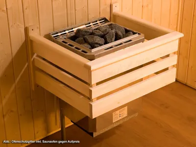 Sauna Massivholzsauna Valida Eck 1 GTF klare Ganzglastür und Fensterelement Produktbild #4
