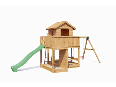 Stelzenhaus Pluto teakfarben inkl. Rutsche grün Produktbild #5