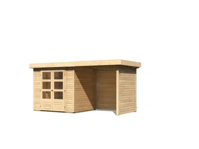 Gartenhaus SET Askola 3 19 mm naturbelassen, inkl. 2,4 m Anbaudach + Seiten- und Rückwand Produktbild #3