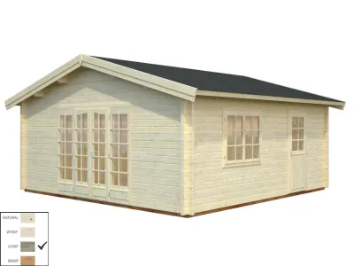 Gartenhaus Blockbohlenhaus Irene 27,7 m² 70 mm grau tauchimprägniert Produktbild #2