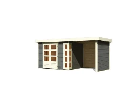 Gartenhaus SET Kerko 5 19 mm terragrau, inkl. 2,4 m Anbaudach + Seiten- und Rückwand Produktbild #2