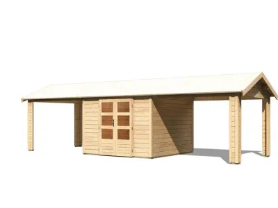 Gartenhaus SET Theres 7 28 mm naturbelassen inkl. zwei 2,6 m Dachausbauelemente Produktbild #4