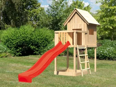 Stelzenhaus Frieda naturbelassen, inkl. Rutsche rot Produktbild #1