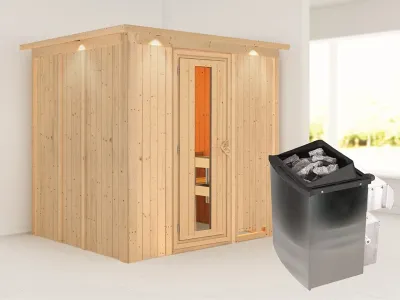 Sauna Systemsauna Sodin mit Dachkranz, inkl. 9 kW Ofen mit integrierter Steuerung Produktbild #2