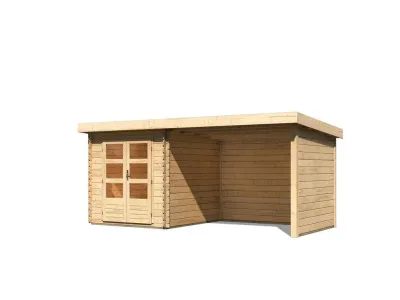 Gartenhaus Blockbohlenhaus SET Bastrup 4 28 mm naturbelassen, inkl. 3 m Anbaudach + Seiten-/Rückwand Produktbild #10