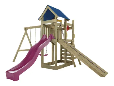 Spielturm Hefty KDI inkl. Doppelschaukel inkl. Rutsche pink + Sitze pink Produktbild #5