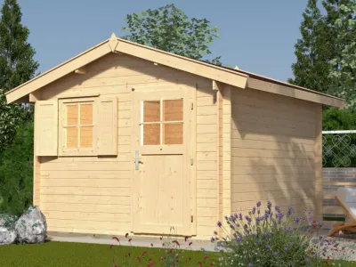 Gartenhaus Premium28 Gr. 2 28 mm natubelassen mit 20 cm Vordach Produktbild #1