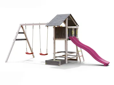 Spielturm Smart 1 grau/weiß inkl. Rutsche pink Produktbild #6