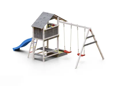 Spielturm Smart 1 grau/weiß inkl. Rutsche blau Produktbild #4