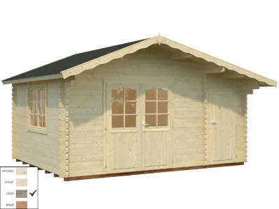 Gartenhaus Blockbohlenhaus Emma 14,2 m² 34 mm grau tauchimprägniert Produktbild #1