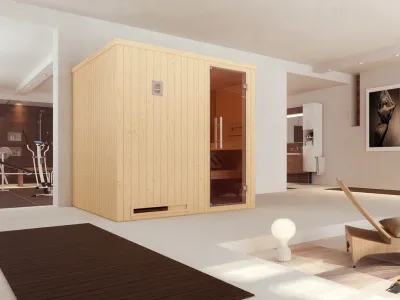 Sauna Elementsauna Halmstad 2 GT graphit Ganzglastür Produktbild #1