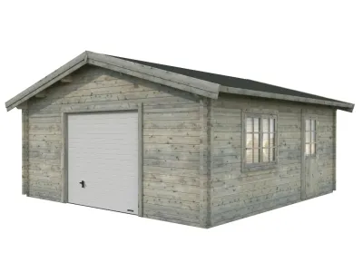 Garage Roger 27,7 m² mit Sektionaltor 70 mm grau tauchimprägniert Produktbild #1