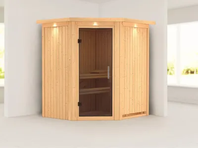 Systemsauna Taurin mit Dachkranz, graphit Ganzglastür Produktbild #1
