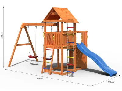 Spielturm Bento D teakfarben inkl. Rutsche blau Produktbild #6