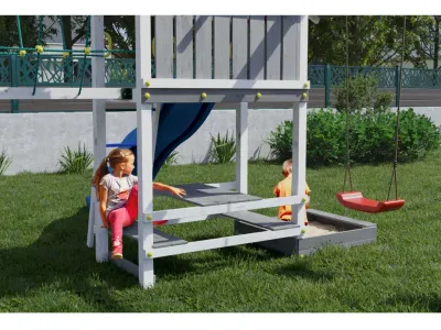 Spielturm Smart 1 Bridge grau/weiß inkl. Rutsche blau Produktbild #4