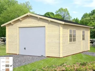 Garage Roger 23,9 m² mit Sektionaltor 44 mm grau tauchimprägniert Produktbild #1