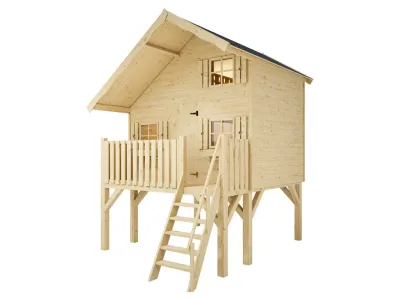 Stelzenhaus Tom XL 15 mm naturbelassen inkl. Veranda und Stelzen Produktbild #4