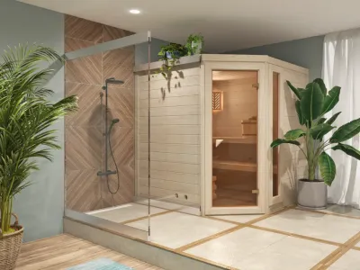 Sauna Lumi 1 Massivholz, ohne Ofen Produktbild #2