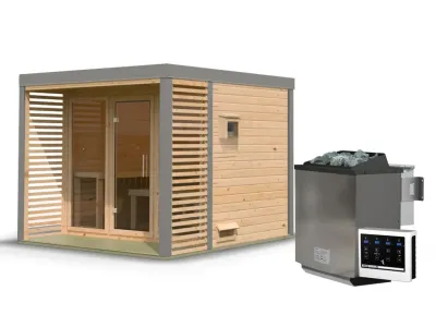 Saunahaus Ares 3 38 mm naturbelassen / graualuminium Produktbild #16