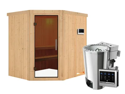 Sauna Systemsauna Lilja graphit Ganzglastür + Plug & Play Bio-Ofen mit externer Steuerung Produktbild #7