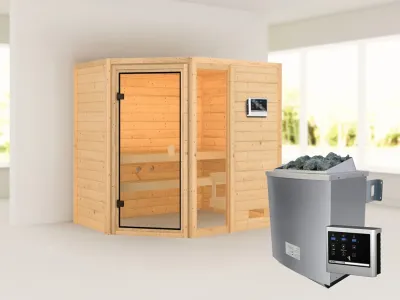 Sauna Jada mit bronzierter Glastür + 9 kW Saunaofen ext. Strg. Produktbild #6