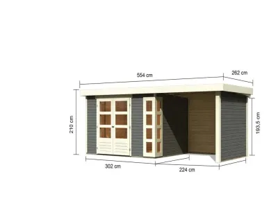 Gartenhaus SET Kerko 5 19 mm terragrau, inkl. 2,4 m Anbaudach + Seiten- und Rückwand Produktbild #9