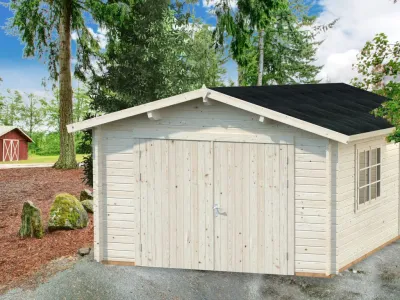 Garage Roger 19,0 m² mit Holztor 44 mm naturbelassen Produktbild #1