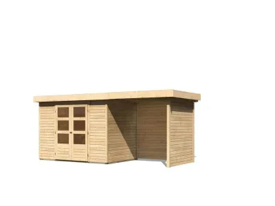 Gartenhaus SET Askola 4 19 mm naturbelassen, inkl. 2,4 m Anbaudach + Seiten- und Rückwand Produktbild #10