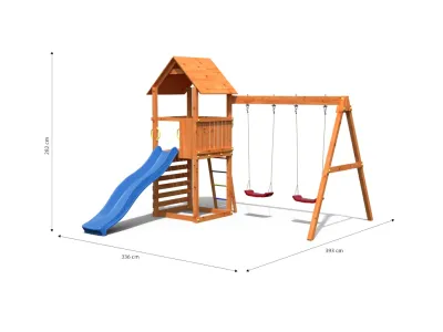 Spielturm Bento A teakfarben inkl. Rutsche blau Produktbild #3