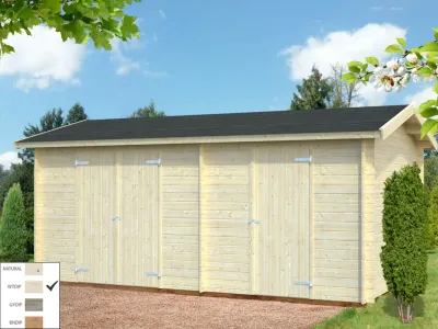 Gerätehaus Blockbohlenhaus Jari 14,5 m² 28 mm transparent tauchimprägniert Produktbild #2