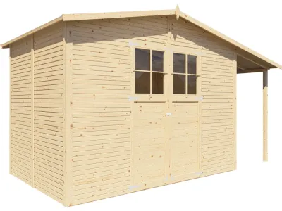 Gartenhaus Alexis 4 Rhombusprofil mit Anbau 18 mm natur Produktbild #3