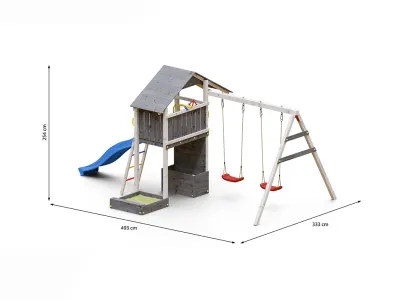 Spielturm Smart 4 grau/weiß inkl. Rutsche blau Produktbild #7