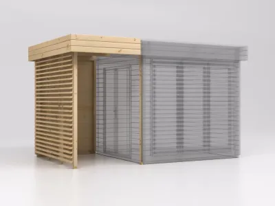 Gartenhaus Homeoffice Ivar 28 mm naturbelassen mit 164 cm Anbau Produktbild #4