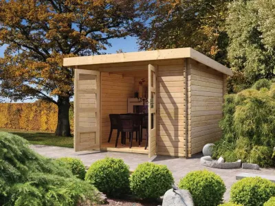 Gartenhaus Blockbohlenhaus Bastrup 3 28 mm naturbelassen Produktbild #1
