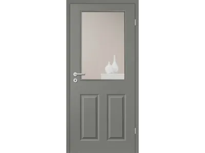 Zimmertür Elegance 04 Lavagrau RAL 7037 mit Lichtausschnitt Produktbild #1
