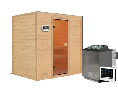 Sauna Massivholzsauna Selena, inkl. 9 kW Bio-Ofen mit externer Steuerung Produktbild #3