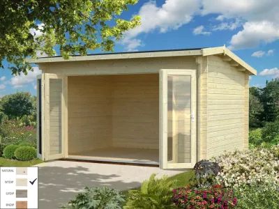 Gartenhaus Blockbohlenhaus Ines 11,1 m² 44 mm transparent tauchimprägniert Produktbild #1