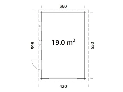 Garage Rasmus 19,0 m² ohne Tor 44 mm naturbelassen Produktbild #3