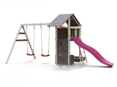 Spielturm Smart 4 grau-weiß inkl. Rutsche pink Produktbild #6