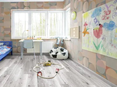 Korkboden Naturboden DESIGNTrend Eiche Snow Holzoptik Landhausdiele Produktbild #3