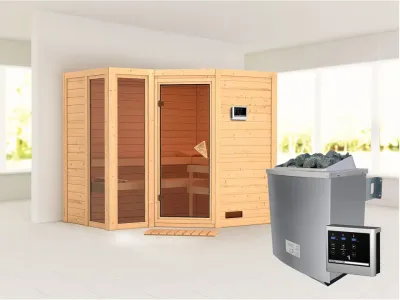 Sauna Massivholzsauna Amara inkl. 9 kW Saunaofen ext. Steuerung Produktbild #1