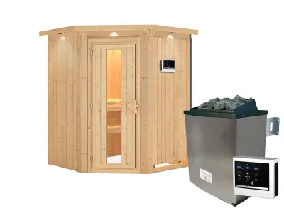 Sauna Systemsauna Larin mit Dachkranz, inkl. 9 kW Ofen mit externer Steuerung Produktbild #14