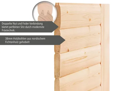 Sauna Elea mit bronzierter Glastür und Dachkranz + 9 kW Saunaofen integr. Strg. Produktbild #7
