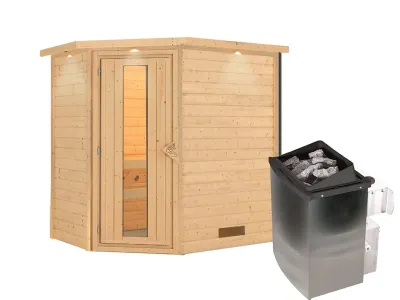 Sauna Massivholzsauna Svea mit Dachkranz, inkl. 9 kW Ofen mit integrierter Steuerung Produktbild #11