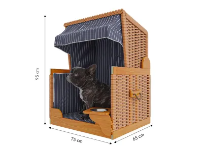 Hundestrandkorb Hav dunkelblau mit weißen Nadelstreifen inkl. Schutzhülle Produktbild #8