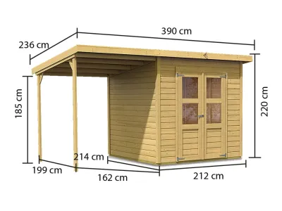Gerätehaus Merseburg 4 14 mm naturbelassen inkl. 140 cm Anbau Produktbild #8