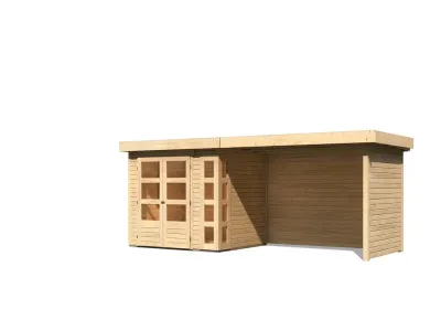 Gartenhaus SET Kerko 3 19 mm naturbelassen, inkl. 2,8 m Anbaudach + Seiten- und Rückwand Produktbild #3