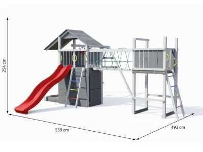 Spielturm Smart 7 Bridge grau-weiß inkl. Rutsche rot Produktbild #7