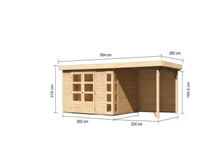 Gartenhaus Askola 2 19 mm terragrau inkl. 2,4 m Anbaudach + Rückwand Produktbild #10