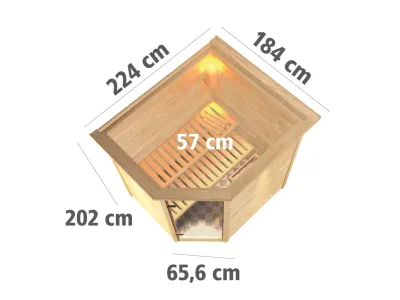 Sauna Massivholzsauna Mia mit Dachkranz, Holztür mit Isolierglas Produktbild #7